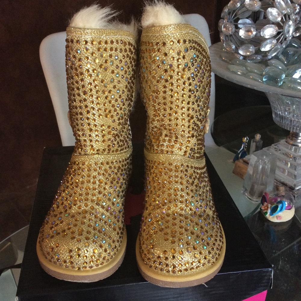 Shiekh boots gold rhinestones